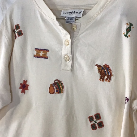 Women’s The Eagle’s Eye Long Sleeve T-Shirt With Southwestern Embroidered Size L - Picture 2 of 8